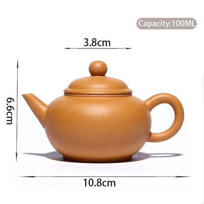 Ceainic de lut chinezesc Yixing violet de 100 ml, secțiune de minereu brut, ceainic de acasă, ceainic, filtrare, ceainic Zisha, set de ceai lucrat manual
