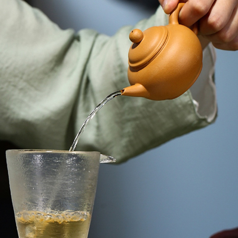 Ceainic de lut chinezesc Yixing violet de 100 ml, secțiune de minereu brut, ceainic de acasă, ceainic, filtrare, ceainic Zisha, set de ceai lucrat manual