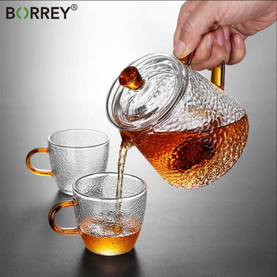 BORREY arbatinukas stiklas borosilikatinis karščiui atsparus stiklas arbatinukas dujinė viryklė gėlių puer virdulys kinų Kung Fu arbatos rinkinys su filtru