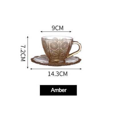 Nordic Vintage Relief Gėlių raštas Kavos puodelis Kavinė Arbata Pieno puodelis Kondensuota kava Vandens puodelis Lėkštė Kostiumo rinkinys tazas de cafe