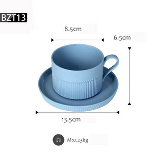 SWEETGO matt kerámia csészék kék/fehér/rózsaszín 250 ml francia díszítő kávéscsésze 13,5 cm tejes tea ivóedényekhez csészealj