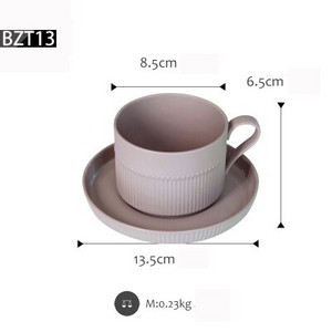 SWEETGO matt kerámia csészék kék/fehér/rózsaszín 250 ml francia díszítő kávéscsésze 13,5 cm tejes tea ivóedényekhez csészealj