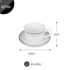 SWEETGO kávéscsészék és csészealj készlet Green edge Style 9 cm-es kerámia csészék délutáni teához Desszertbolt Szállító