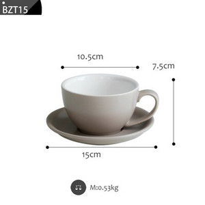 Keramičke šalice za kavu i set tanjurića, mat zelena, 300 ml, starinska talijanska šalica za otmjeni pribor za ispijanje kave