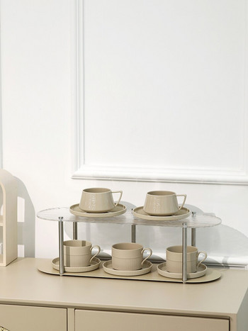 Керамични комплекти чаши за кафе и чинийки 250 мл Декоративни кухненски съдове за следобеден десерт Прибори за пиене на чай с мляко Ins Style