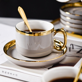 Сладка луксозна керамична чаша за кафе Чаша за закуска Луксозна чаша за пътуване Керамична чаша за пътуване Canecas De Porcelana Комплект чаша за кафе и чинийка