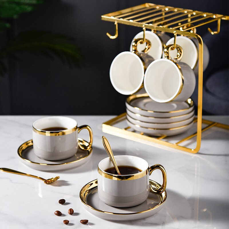 Drăguț cană de cafea din ceramică de lux, mic dejun, cană de călătorie de lux, cană de călătorie din ceramică, set de căni de cafea și farfurii