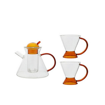 Ins Creative Nordic Teapot High Borosilicate Glass Transparent Heat Resistant Tea Pot Set Filter Coffee Pot Офис Комплект Домашен Инструмент