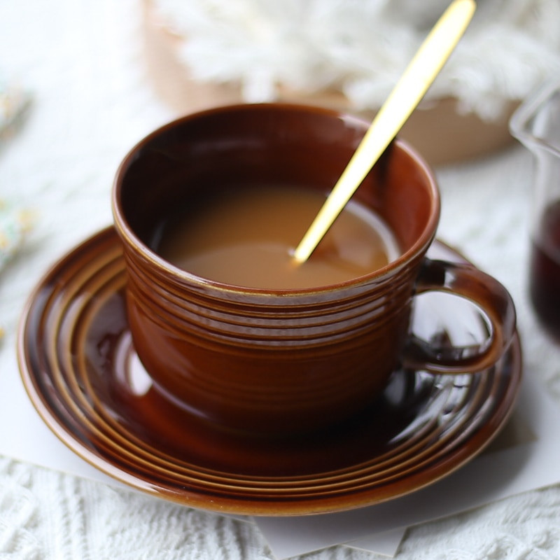 Retro csésze Egyszerű teáscsészék és csészealj szettek Háztartási bögre Espresso Reggeli csésze Zabpehely bögre fogantyúval Bögrék Cadeau Mariage Copo