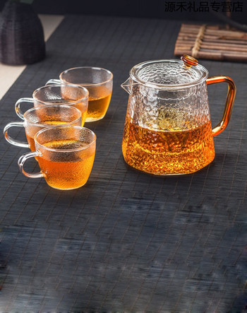 Топлоустойчив стъклен моден горещо продаван чайник Домакински чайник Ароматен чай Черен чай Кунг-фу Комплект чай