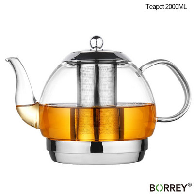 BORREY 2L Επαγωγική κουζίνα Βοροπυριτική Ηλεκτρομαγνητική Γυάλινη Τσαγιέρα με Φίλτρο Λουλούδι Κατσαρόλα τσαγιού Πολυλειτουργικός βραστήρας Φλιτζάνι Δώρο