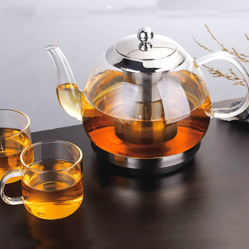 BORREY 2L Επαγωγική κουζίνα Βοροπυριτική Ηλεκτρομαγνητική Γυάλινη Τσαγιέρα με Φίλτρο Λουλούδι Κατσαρόλα τσαγιού Πολυλειτουργικός βραστήρας Φλιτζάνι Δώρο