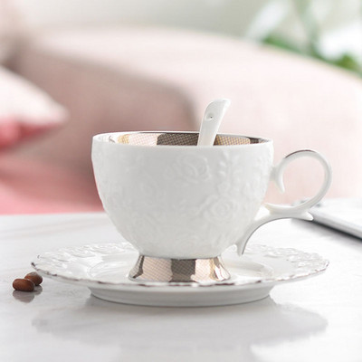 Kerámia csészék és csészealjak Kávéscsésze készlet Kontinentális teás készlet Kávéscsésze egyszínű angol délutáni tea csészekészlet