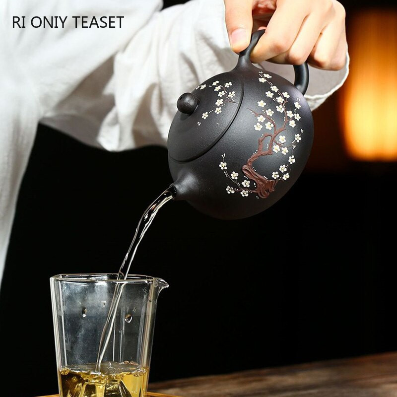 430 ml Clasic Yixing Purple Clay Ceainic Minereu brut Namol negru Xishi Ceainic Zisha de mare capacitate Plum Bossom ceainic ceainic Home Set de ceai