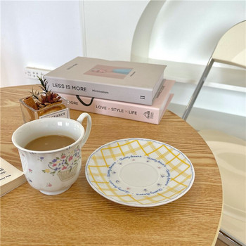 Nordic Small Flower Ceramic Coffee Set Retro Breakfast Milk Tea Piacer Wedding Decorative Reusable Drinking Cup Tea Cup