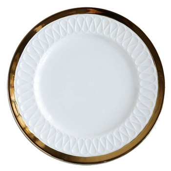 Коледен комплект керамични съдове с позлатени ръбове 8-инчова чиния/дълбока чиния/чаша и чинийка