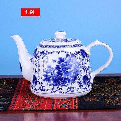 2L/2,8L kerámia teáskanna nagy űrtartalmú hideg vízforraló Kék-fehér porcelán fogantyús edény Teáskanna otthoni étterembe