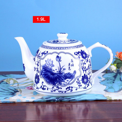 2L/2,8L kerámia teáskanna nagy űrtartalmú hideg vízforraló Kék-fehér porcelán fogantyús edény Teáskanna otthoni étterembe