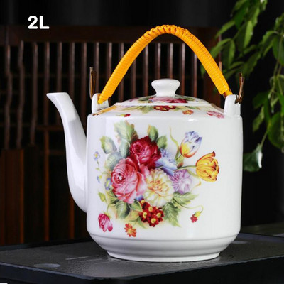 2L/2,8L kerámia teáskanna nagy űrtartalmú hideg vízforraló Kék-fehér porcelán fogantyús edény Teáskanna otthoni étterembe
