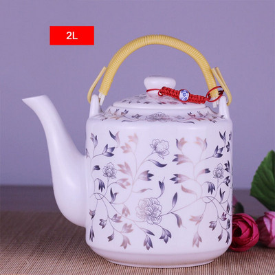 2L/2,8L kerámia teáskanna nagy űrtartalmú hideg vízforraló Kék-fehér porcelán fogantyús edény Teáskanna otthoni étterembe