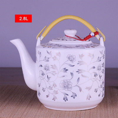 2L/2,8L kerámia teáskanna nagy űrtartalmú hideg vízforraló Kék-fehér porcelán fogantyús edény Teáskanna otthoni étterembe