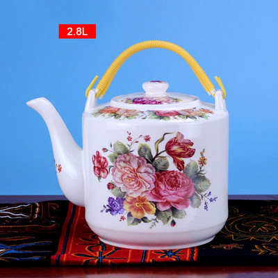 2L/2,8L kerámia teáskanna nagy űrtartalmú hideg vízforraló Kék-fehér porcelán fogantyús edény Teáskanna otthoni étterembe