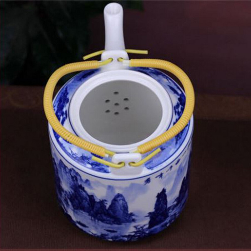 2L/2,8L kerámia teáskanna nagy űrtartalmú hideg vízforraló Kék-fehér porcelán fogantyús edény Teáskanna otthoni étterembe