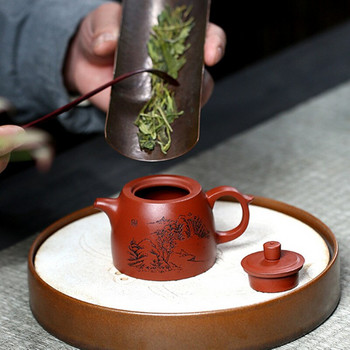 90 мл китайски Yixing лилави глинени чайници Сурова руда Dahongpao Филтърна кана за чай Ръчно рисуван пейзаж Чайник за чай Домашни принадлежности за чай