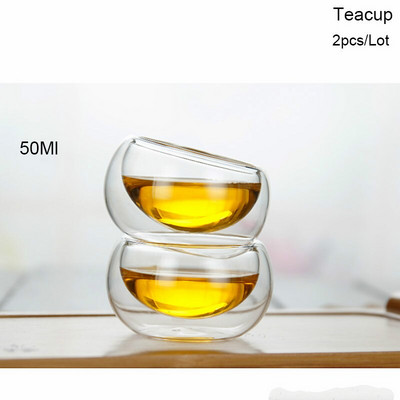 Топлоустойчив стъклен чайник Стъклена чаена чаша с двойна стена Прозрачна кана за чай Инфузер Чайник Qolong Чай Чай Различни вкусове