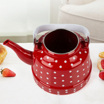 Емайлиран чайник Червен чайник на точки Издръжлив нагревателен чайник за вода Прекрасен емайлиран чайник Кухненски чайник Метален чайник за дома