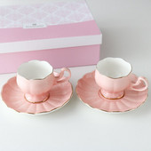 Set de cani și farfurii din ceramică, elegantă, roz lalele, set de cană și farfurie