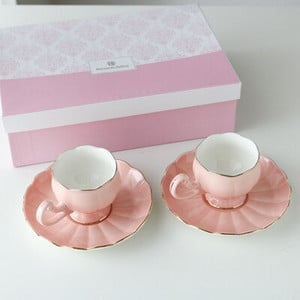 Set de cani și farfurii din ceramică, elegantă, roz lalele, set de cană și farfurie