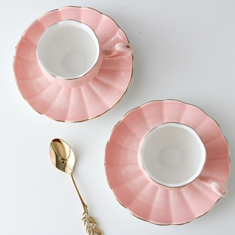 Set de cani și farfurii din ceramică, elegantă, roz lalele, set de cană și farfurie