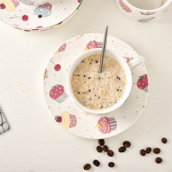 Креативна керамична чаша за кафе с комплект чинийки Ресторант Офис Следобеден чай Капучино Чаши за кафе Мляко Чаши за закуска Съдове за напитки