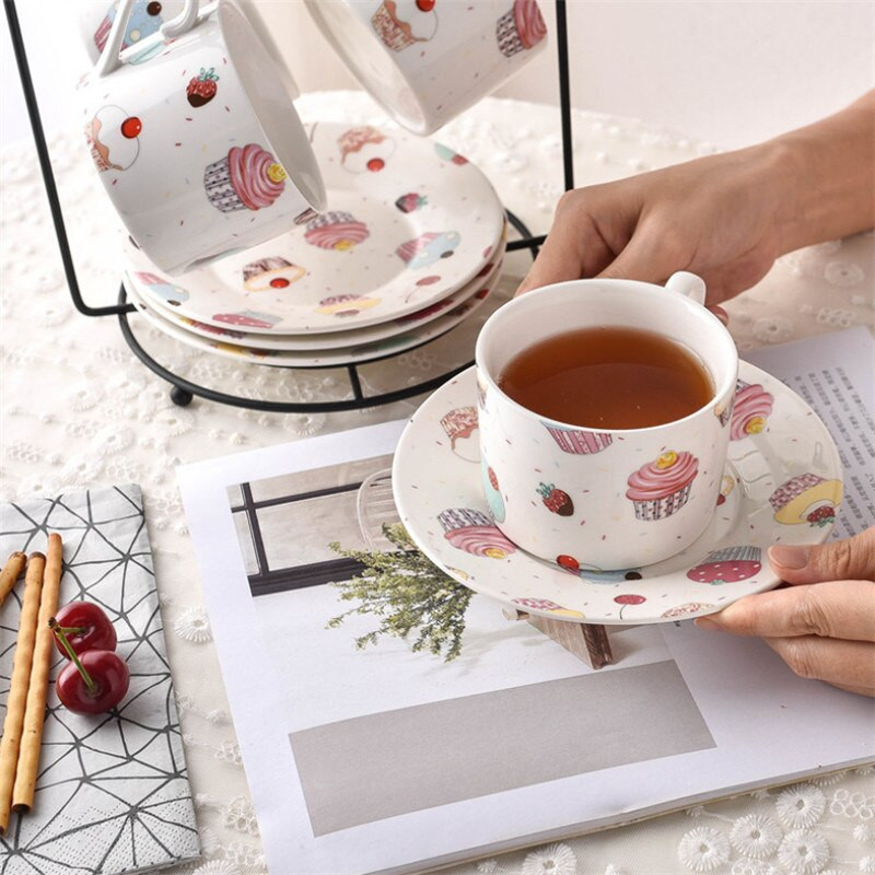 Ceașă de cafea creativă din ceramică cu set de farfurii, restaurant, birou, ceai de după-amiază, cești de cafea, cappuccino, căni de cafea cu lapte, căni de mic dejun, băuturi