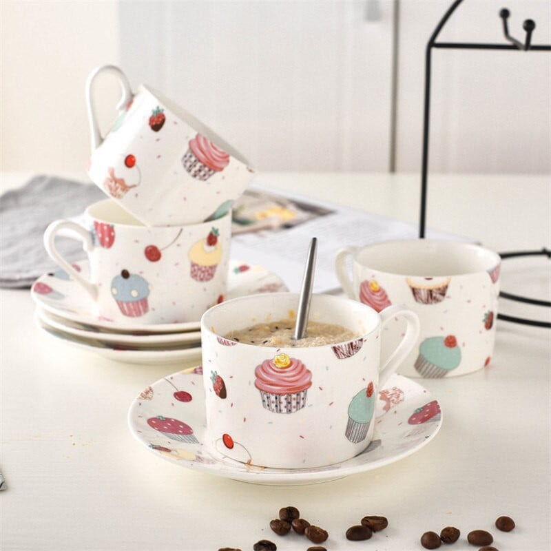 Ceașă de cafea creativă din ceramică cu set de farfurii, restaurant, birou, ceai de după-amiază, cești de cafea, cappuccino, căni de cafea cu lapte, căni de mic dejun, băuturi