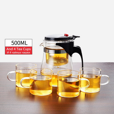 Teáskészletek Hőálló üveg Teáskanna Tea Infuser Kínai Kung Fu teáskészlet Vízforraló Kávé üvegfőző Kényelmes irodai teáskannák