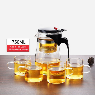 Teáskészletek Hőálló üveg Teáskanna Tea Infuser Kínai Kung Fu teáskészlet Vízforraló Kávé üvegfőző Kényelmes irodai teáskannák