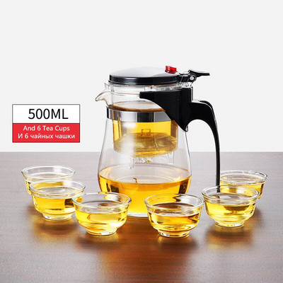 Teáskészletek Hőálló üveg Teáskanna Tea Infuser Kínai Kung Fu teáskészlet Vízforraló Kávé üvegfőző Kényelmes irodai teáskannák