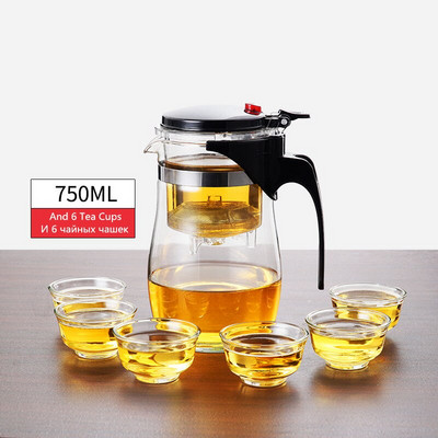 Teáskészletek Hőálló üveg Teáskanna Tea Infuser Kínai Kung Fu teáskészlet Vízforraló Kávé üvegfőző Kényelmes irodai teáskannák