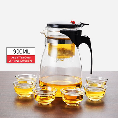 Teáskészletek Hőálló üveg Teáskanna Tea Infuser Kínai Kung Fu teáskészlet Vízforraló Kávé üvegfőző Kényelmes irodai teáskannák
