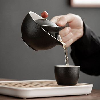 Керамичен чайник с дървена дръжка Гърне със странична дръжка Домакински кунг-фу улонг филтър Чайник Креативна керамика Чайник Направете чай
