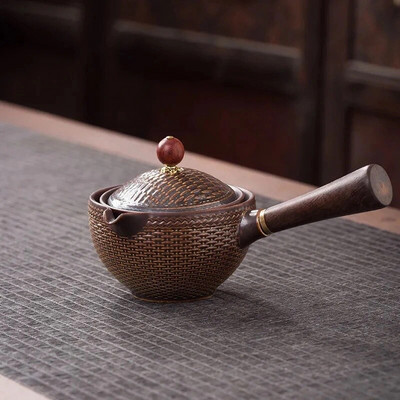 Keraminis arbatinukas su medine rankena su šonine rankena Puodas Buitinis Kung Fu Oolong Filtruotas arbatos virimo aparatas Kūrybinis keramikinis arbatos indas arbatos ruošimas