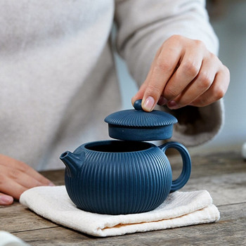 250 мл известни лилави глинени чайници от Yixing, ръчно изработени ивици, тенджера за чай Xishi, сурова руда, лазурна кал, чайник за красота, автентичен комплект за чай Zisha