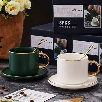 Луксозен порцеланов европейски комплект чаши за кафе Цветен малък костен Китай Чаша за висок чай с чинийка Xicara De Cafe Домашни съдове и прибори
