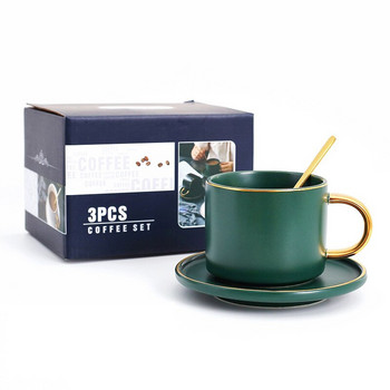 Луксозен порцеланов европейски комплект чаши за кафе Цветен малък костен Китай Чаша за висок чай с чинийка Xicara De Cafe Домашни съдове и прибори