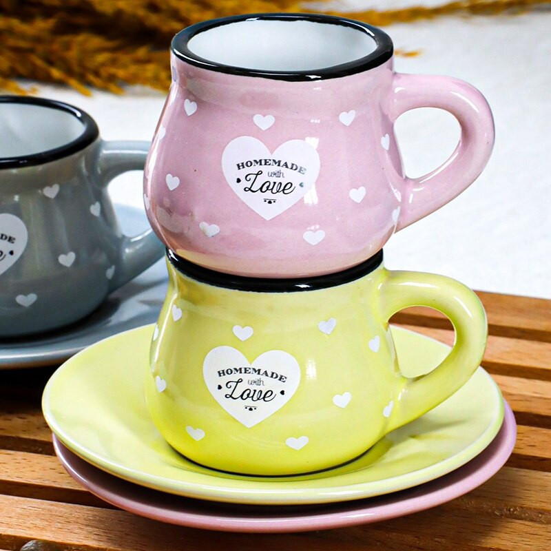 2022 Нов комплект чаши за турско кафе от 12 бр. Луксозно керамично еспресо 90 мл. Най-висок клас порцеланова чаша за чай, чинийка, подарък, парти, съдове и прибори