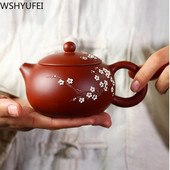 Kínai Yixing teáskanna tiszta kézzel készített szilvavirág Xi Shi pot lila agyag teáskészlet vízforraló 188 golyós lyukú szűrő 240 ml