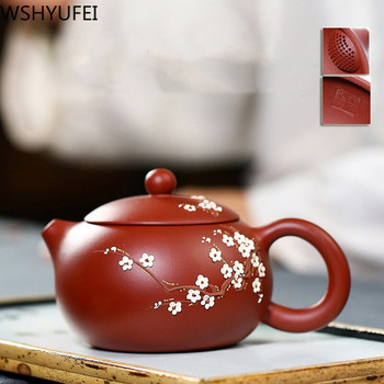 Китайски чайник Yixing Pure Handmade Plum Blossom Xi Shi Pot Purple Clay Tea Set Чайник Чайник 188 Топка Филтър с отвор 240 ml
