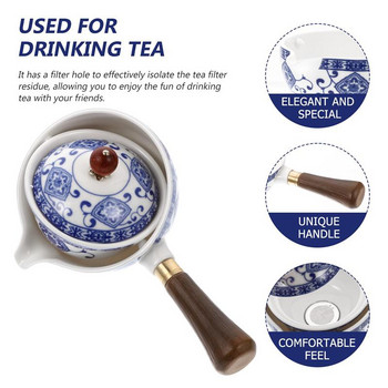 Керамичен чайник Ръчен чайник Чайник за чай Чайник с въртяща се странична дръжка на 360 градуса Изискан чайник за кухнята на домашния офис